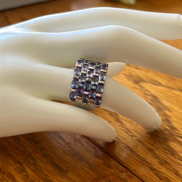Large sterling and Tanzanite ring size 7 marked STS 925 India - Picture 2 of 14